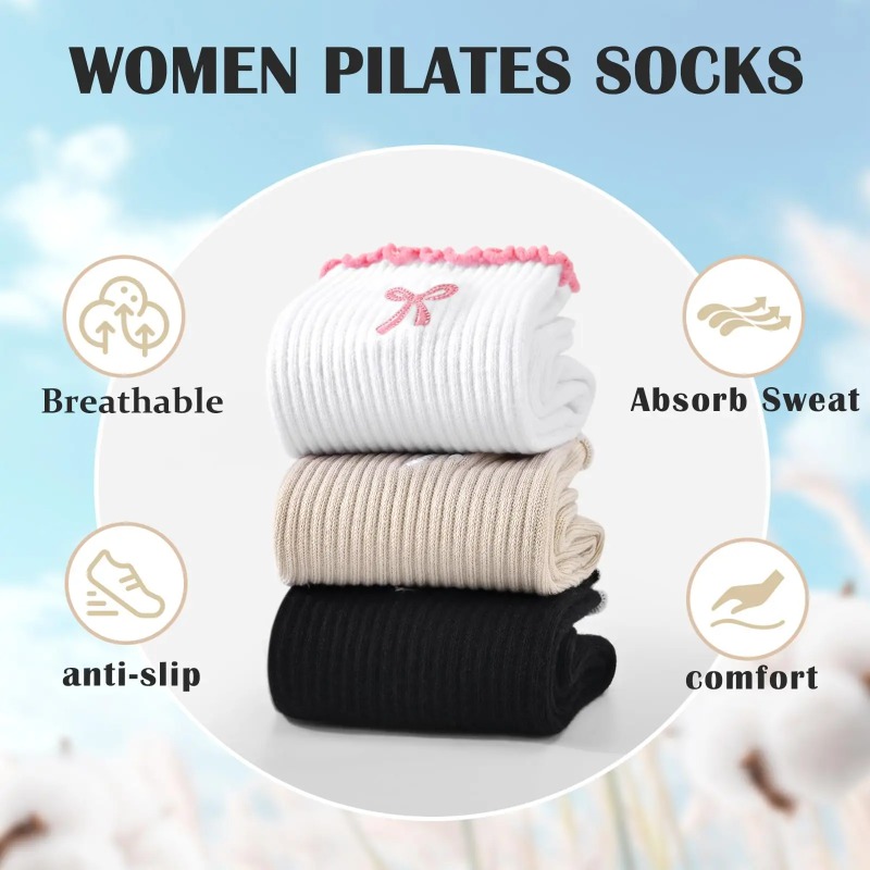 Yoga Pilates Yoga - 프로페셔널 요가 양말, 면 스트랩 실리콘
