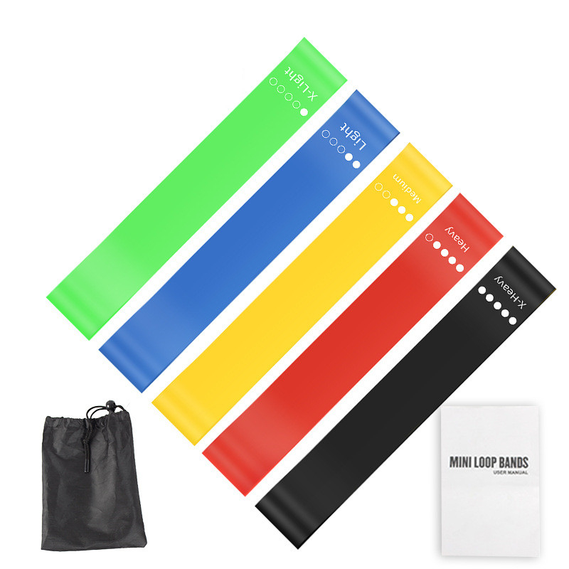 Pilates Yoga Kit - 5개 TPE 저항 밴드 세트(보관 가방