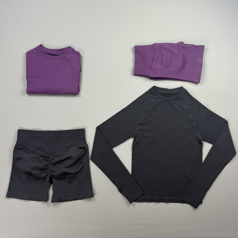 2피스 여성용 래글런 긴팔 크루넥 탑 스크런치 힙 바이 - Pilates Yoga Kit 리뷰 및 가격