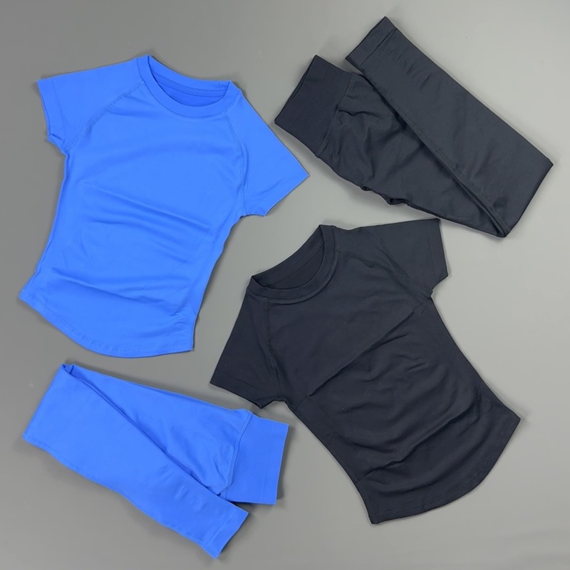 2피스 짐 세트 여성용 래글런 반팔 스포츠탑 하이웨이스 - Pilates Yoga Kit 리뷰 및 가격