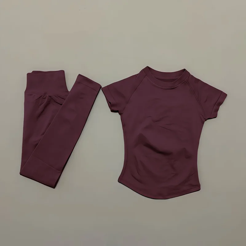 2피스 짐 세트 여성용 래글런 반팔 스포츠탑 하이웨이스 - Pilates Yoga Kit 리뷰 및 가격