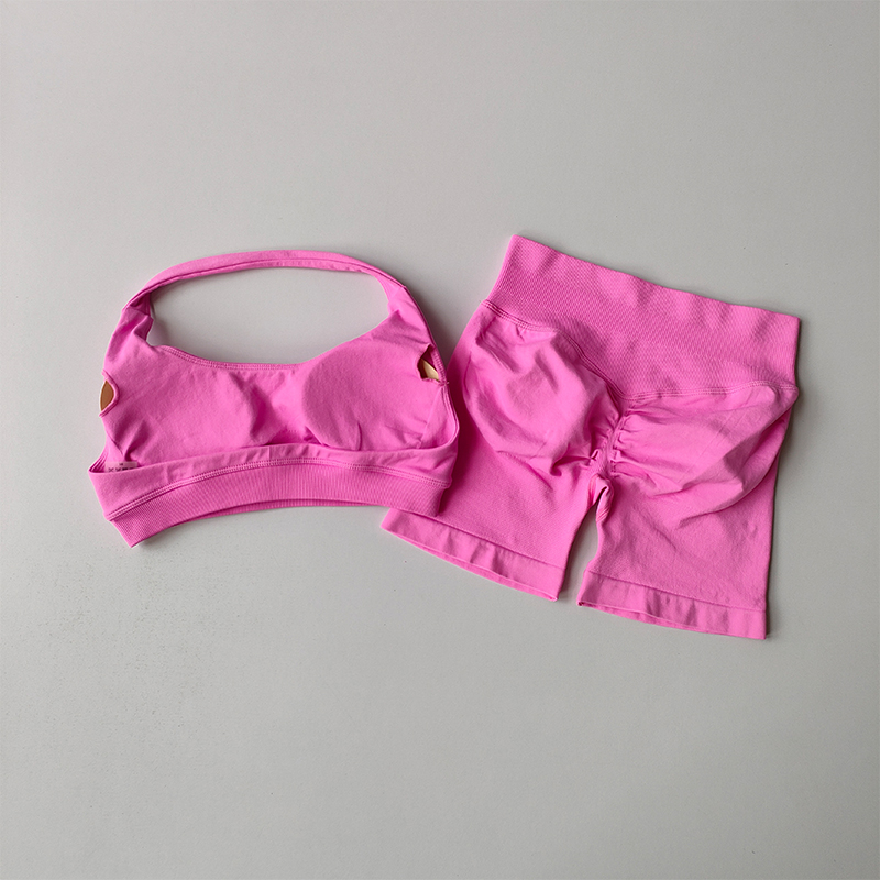 섹시한 홀터넥 넥 아름다운 뒤 높은 허리 복숭아 스포츠 - Pilates Yoga Kit 리뷰 및 가격