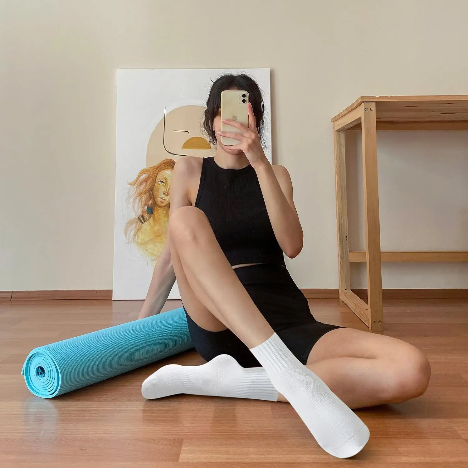 여성용 요가 양말 4켤레, 단색 미드솔 미끄럼 방지 그 - Yoga Pilates Yoga 리뷰 및 가격