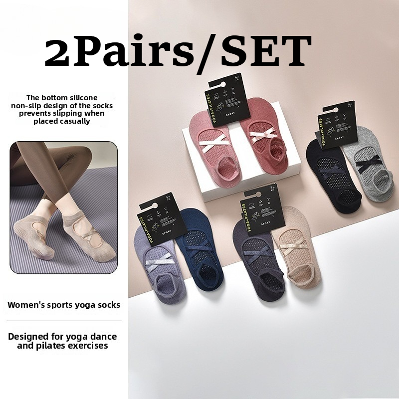 2 쌍 통기성 면 땀 흡수 요가 양말 실리콘 미끄럼 방 - Pilates Yoga Kit 리뷰 및 가격