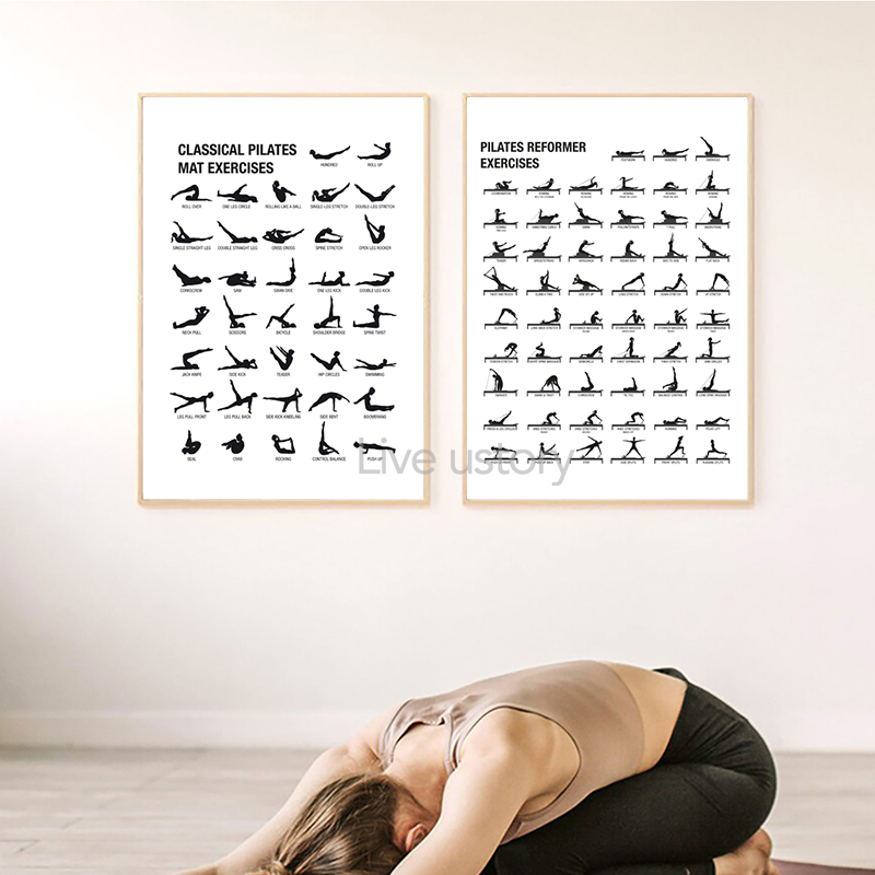 프레임리스 필라테스 운동 차트 포스터 캔버스 프린트,  - Yoga Pilates Yoga 리뷰 및 가격
