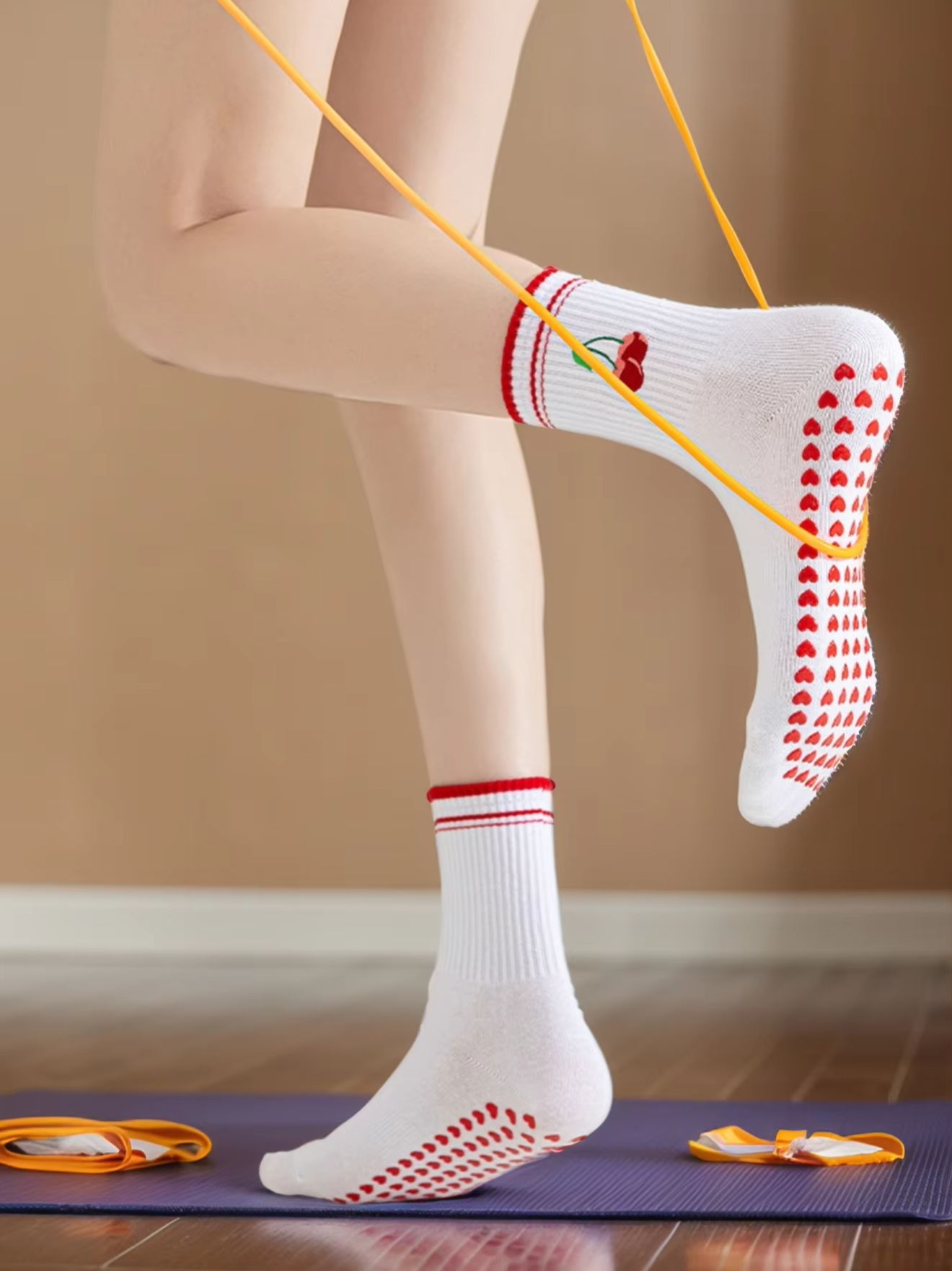 1쌍 크로스보더 전문 요가 양말, 면 스트랩 실리콘 미 - Yoga Pilates Yoga 리뷰 및 가격